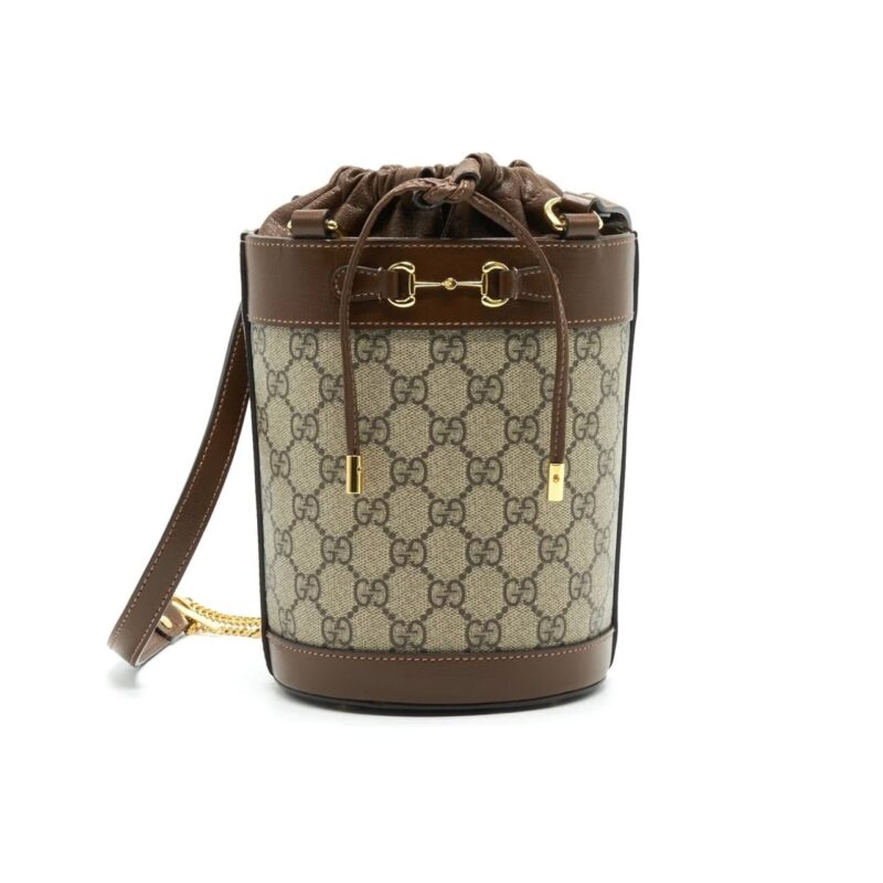 GUCCI HORSEBIT 1955 SMALL BUCKET BAG BROWN 18CM