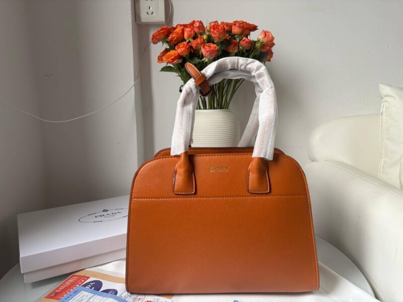 Alternative view of PRADA MEDIUM LEATHER TOTE BAG DARK ORANGE 32CM 1BG517 2CYS F03BH V OOO