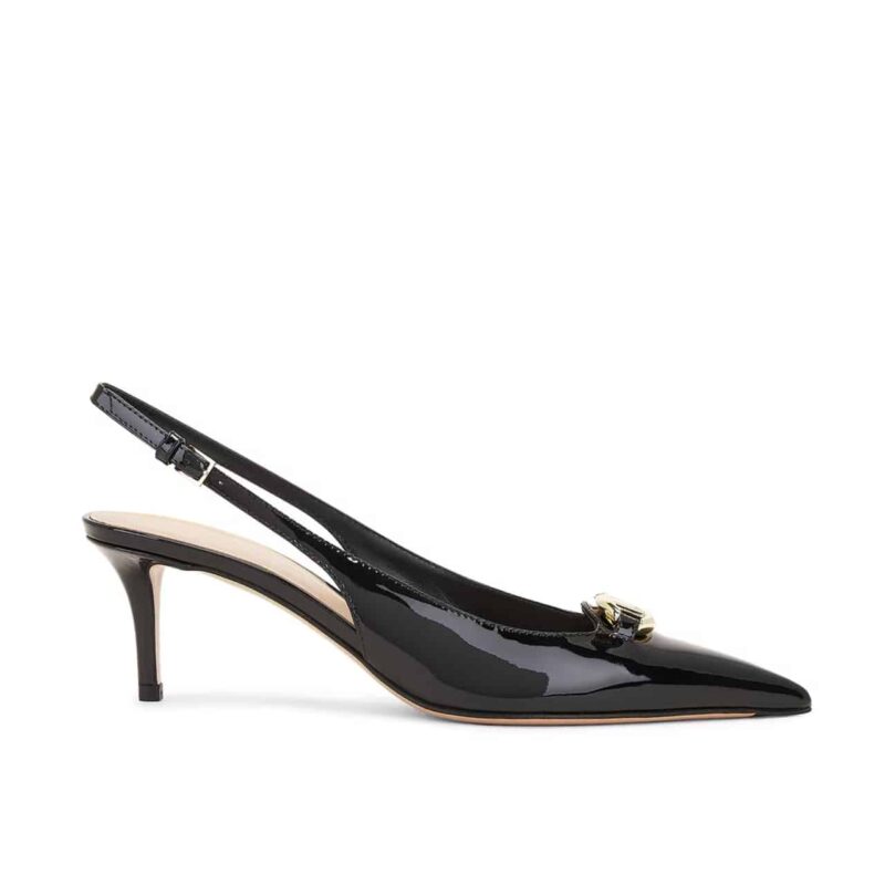 VALENTINO VLOGO THE BOLD EDITION SLINGBACK PUMPS IN PATENT LEATHER 60MM IN BLACK
