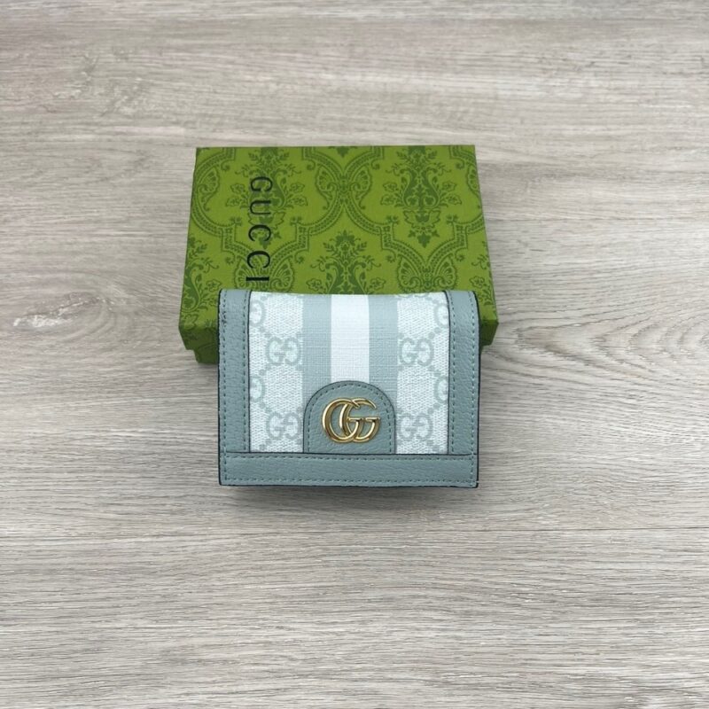 Alternative view of GUCCI OPHIDIA GG CARD CASE WALLET BLUE 11CM 523155 FAD03 8741
