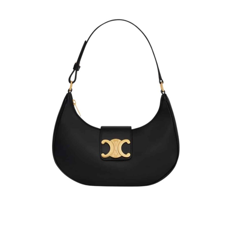 CELINE MEDIUM AVA TRIOMPHE BAG IN SMOOTH BLACK 24CM 114493DGQ 38NO