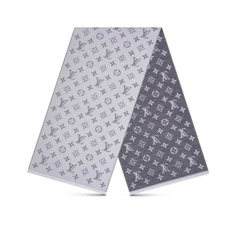 LOUIS VUITTON CACHECOL MONOGRAM DENIM SCARF LIGHT GREY