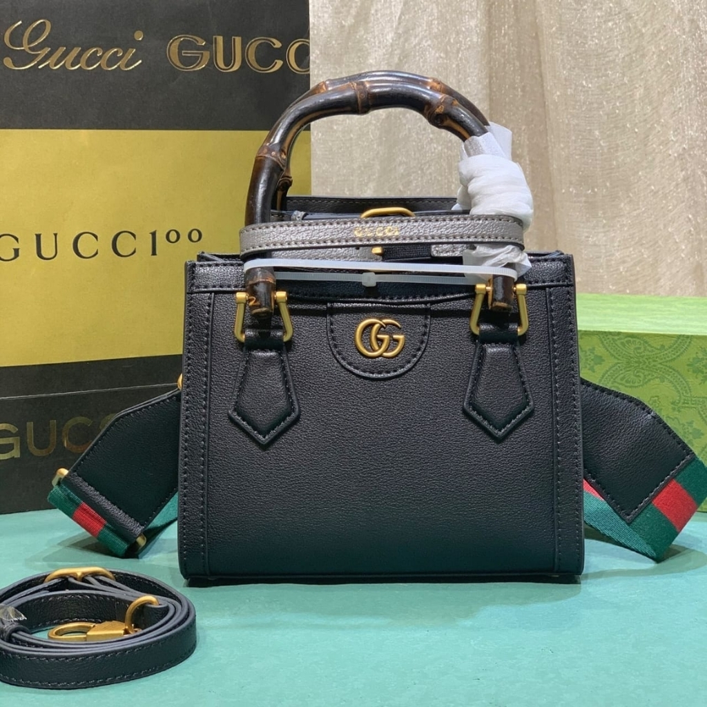 Gucci Diana Small Tote Bag Black Leather 20cm 702732 U3ZDT 1073 - Image 2