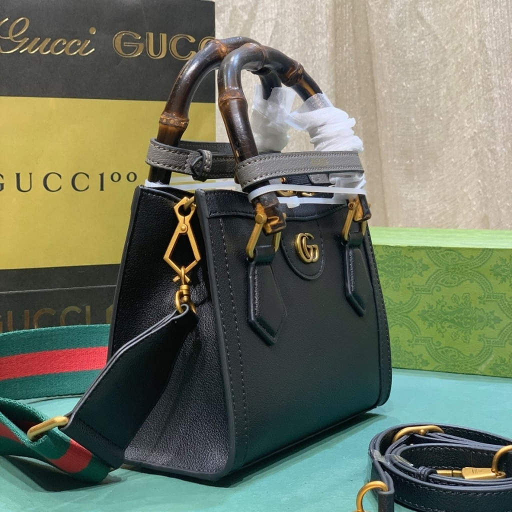 Gucci Diana Small Tote Bag Black Leather 20cm 702732 U3ZDT 1073 - Image 5
