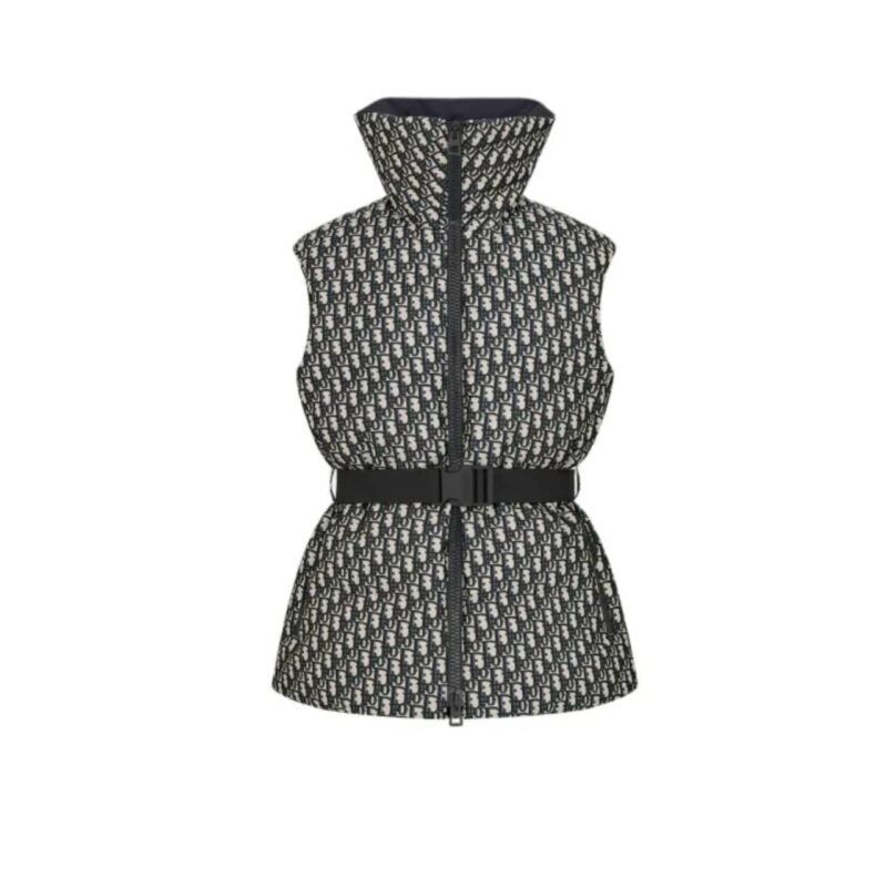 DIOR DIORALPS BELTED PUFFER JACKET BLACK AND WHITE