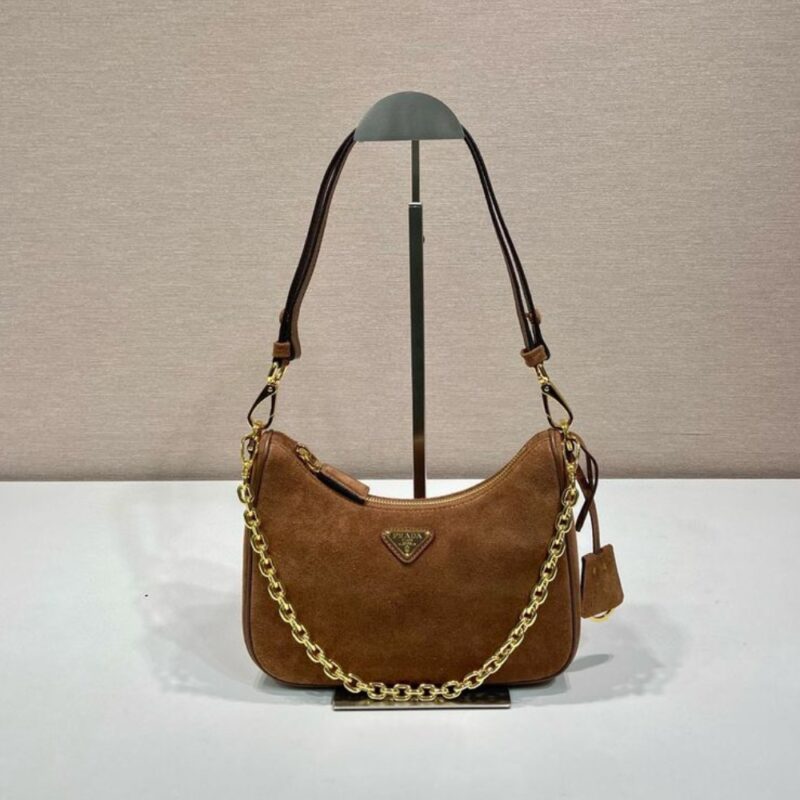 Alternative view of PRADA RE EDITION MINI SUEDE BAG DARK BROWN 28CM 1BC204 2C4S F0324 V QOO