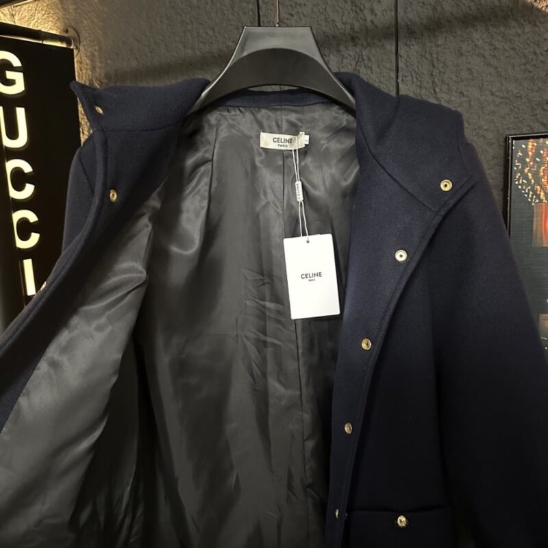 Alternative view of CELINE HOODED TRIOMPHE COAT IN WOOL FELT NAVY 2W97C863C 07MR