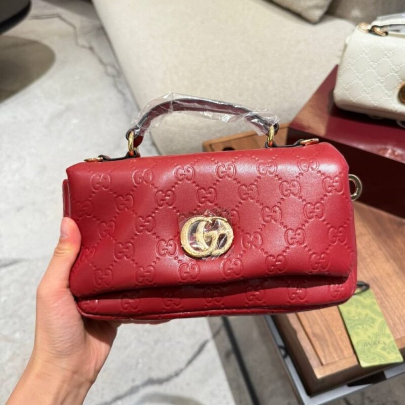 Alternative view of GUCCI GG MILANO MINI TOP HANDLE BAG RED GG PUFFY LEATHER 21CM 806017 AAD5U 6207