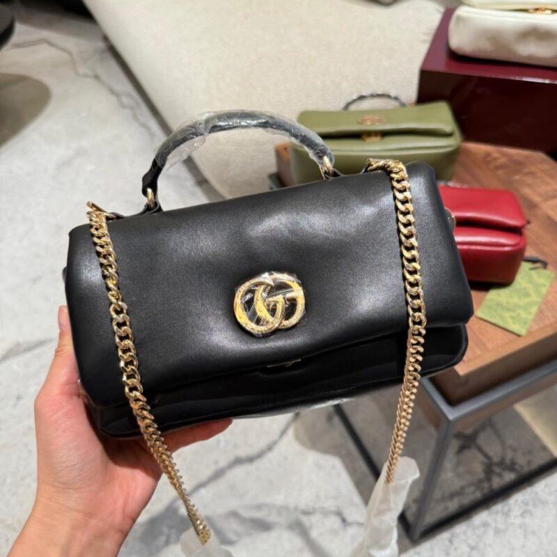 Alternative view of GUCCI GG MILANO MINI TOP HANDLE BAG BLACK PUFFY LEATHER 21CM 806017 AAD5X 1000
