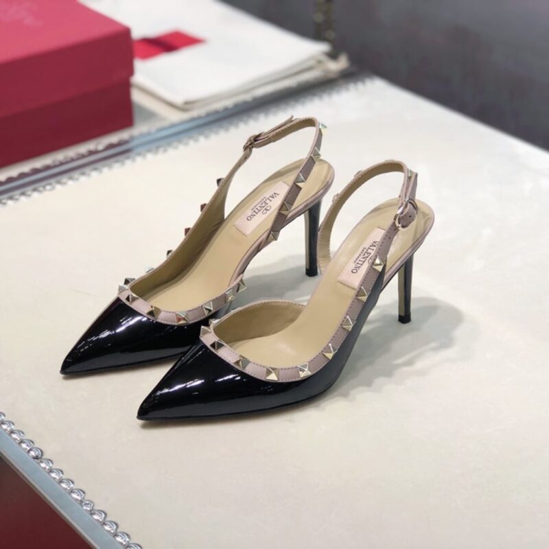 Alternative view of VALENTINO GARAVANI ROCKSTUD PATENT LEATHER STRAP PUMP BLACK