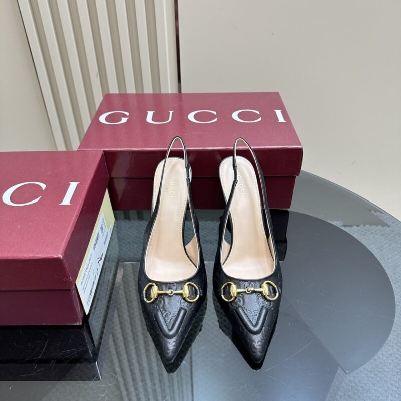 Alternative view of GUCCI WOMEN'S HORSEBIT PUMP GG LEATHER BLACK 792065 AAEGJ 1000