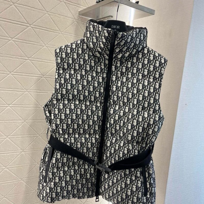 Alternative view of DIOR DIORALPS BELTED PUFFER JACKET BLACK AND WHITE