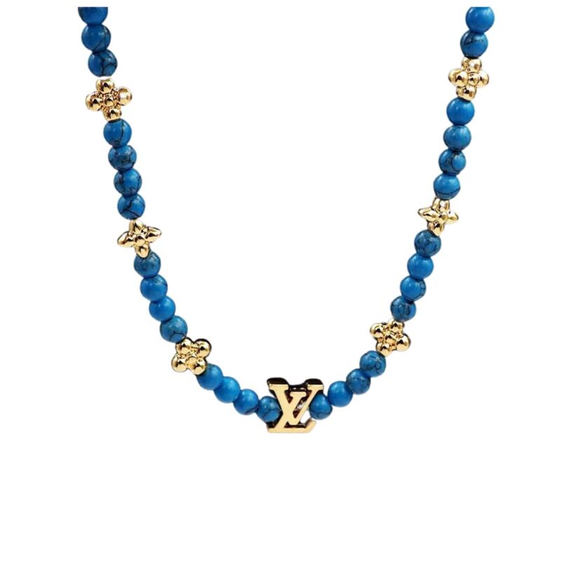 LOUIS VUITTON TURQUOISE PEARL NECKLACE BLUE