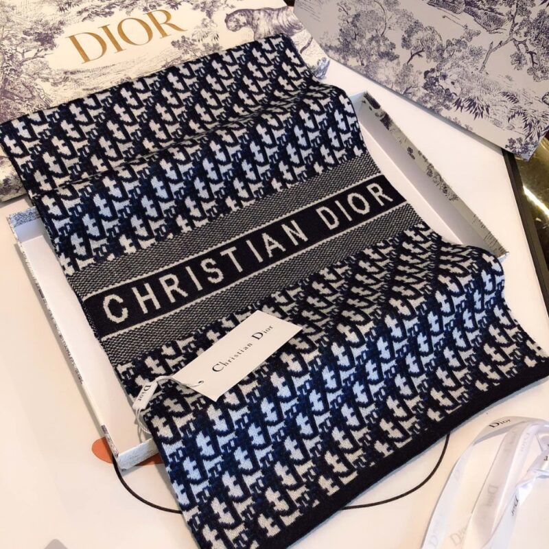 Alternative view of DIOR OBLIQUE SCARF TECHNICAL CASHMERE NAVY BLUE 15DOB201I099 C540