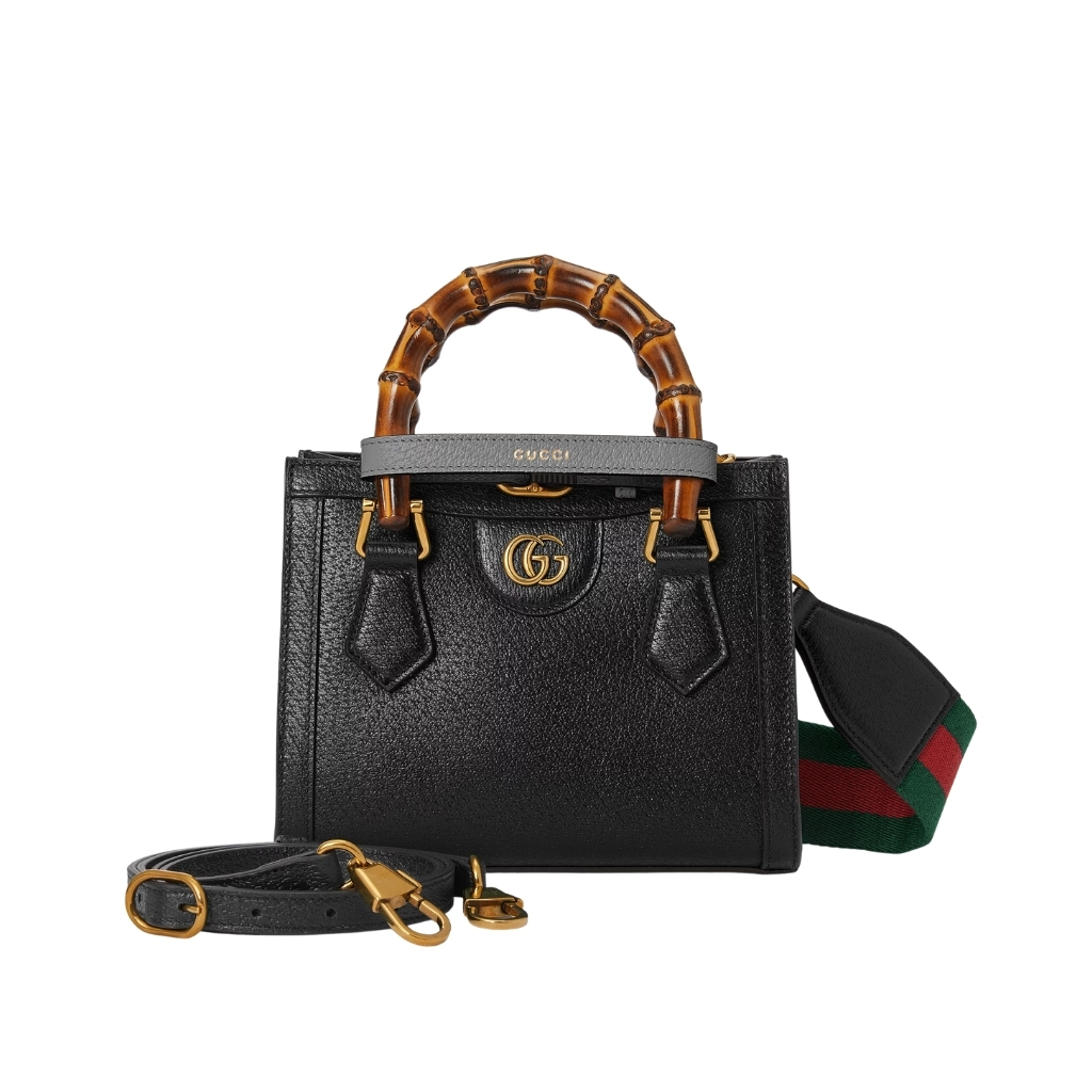 Gucci Diana Small Tote Bag Black Leather 20cm 702732 U3ZDT 1073