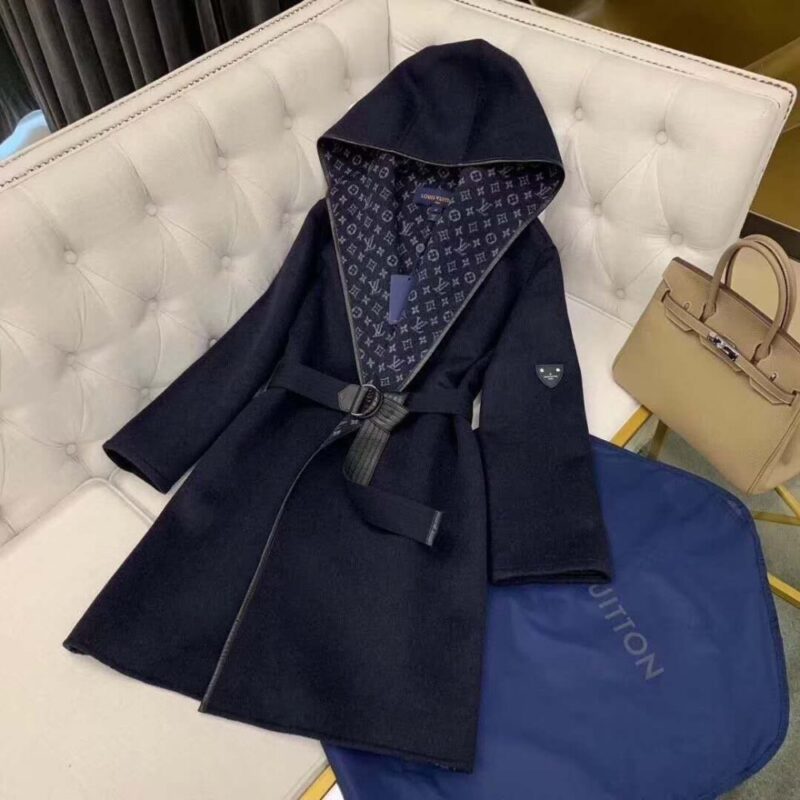 Alternative view of LOUIS VUITTON HOODED WRAP COAT BLACK 1A4PE6