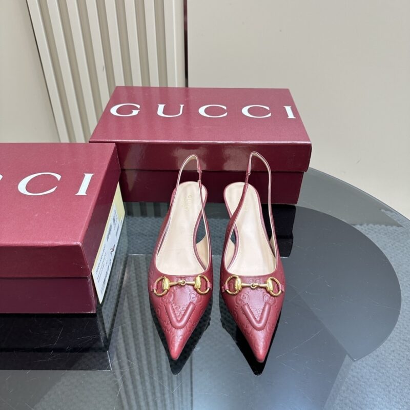 Alternative view of GUCCI WOMEN'S HORSEBIT SLINGBACK PUMP GG LEATHER ROSSO ANCORA RED ‎782407 AAEGJ 6207
