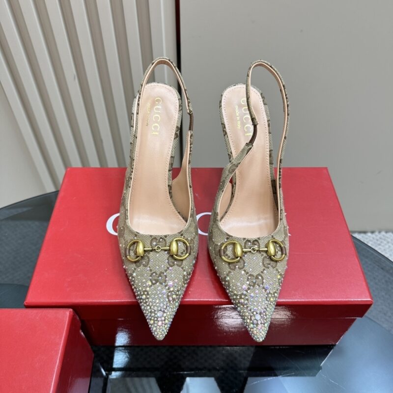 Alternative view of GUCCI WOMEN'S HORSEBIT PUMP GG CANVAS BEIGE AND DARK BROWN 812176 FAD21 2549