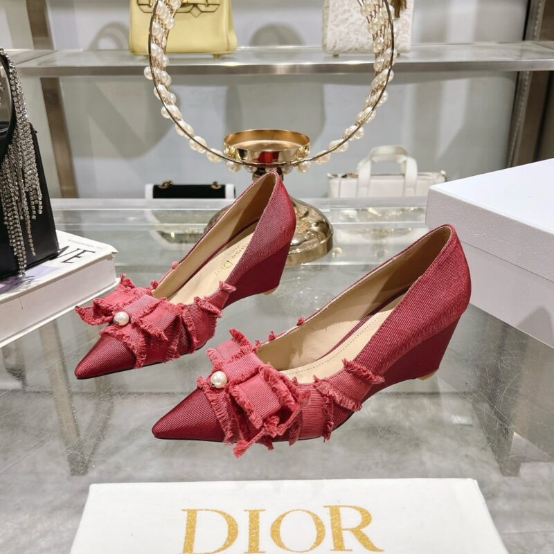 Alternative view of DIOR ADIORABLE PUMPS FRINGED GROSGRAIN IN CORAL