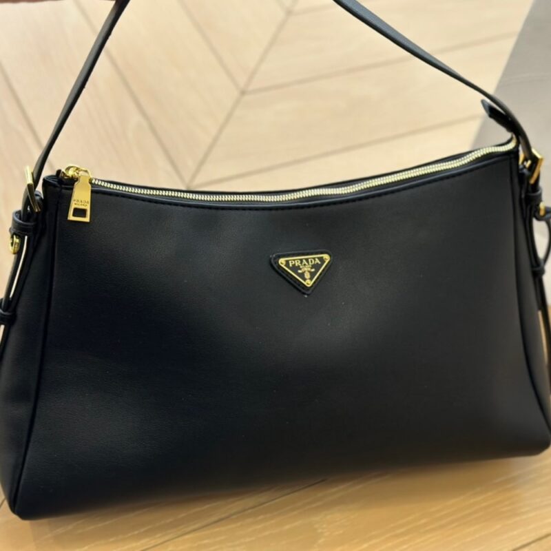 Alternative view of PRADA AIMÉE LARGE LEATHER SHOULDER BAG BLACK 39CM 1BC228 2CYS F0002 V LVM