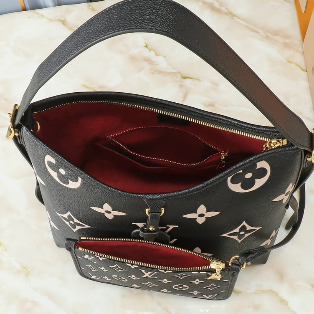 Louis Vuitton Carryall PM Bicolor Monogram Empreinte Black Beige 29Cm - Image 8