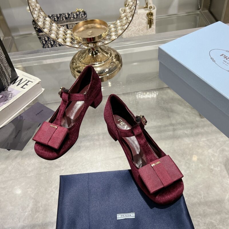 Alternative view of PRADA VELVET MARY PUMPS RED