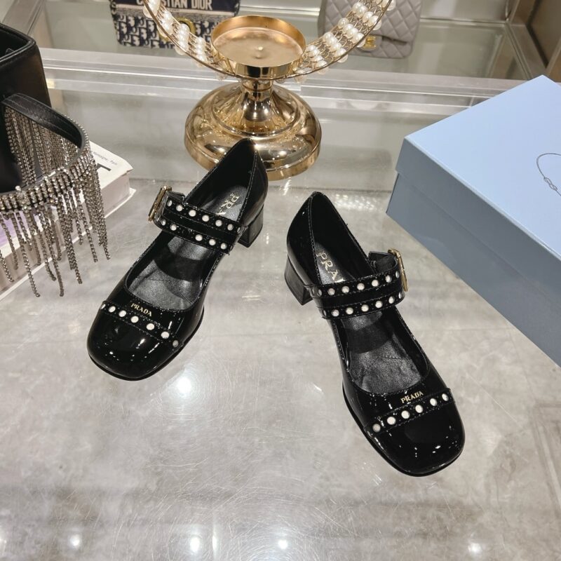 Alternative view of PRADA PATENT LEATHER MARY JANE PUMPS BLACK 1I816N 069 F0002 F 035
