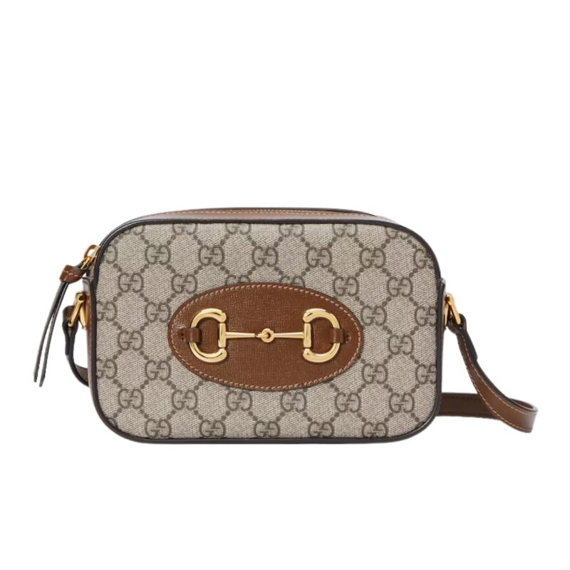 GUCCI HORSEBIT 1955 MINI SHOULDER BAG BEIGE AND EBONY 18CM ‎760196 92TCG 8563