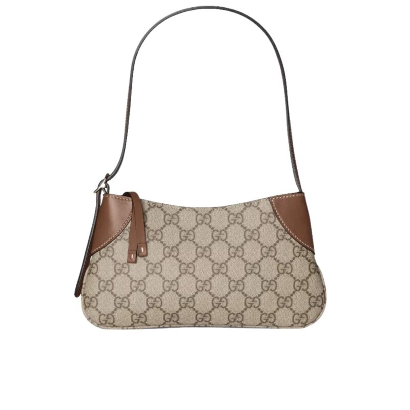 GUCCI GG EMBLEM SUPER MINI SHOULDER BAG BEIGE AND BROWN 24CM 820696 FAD6L 9758