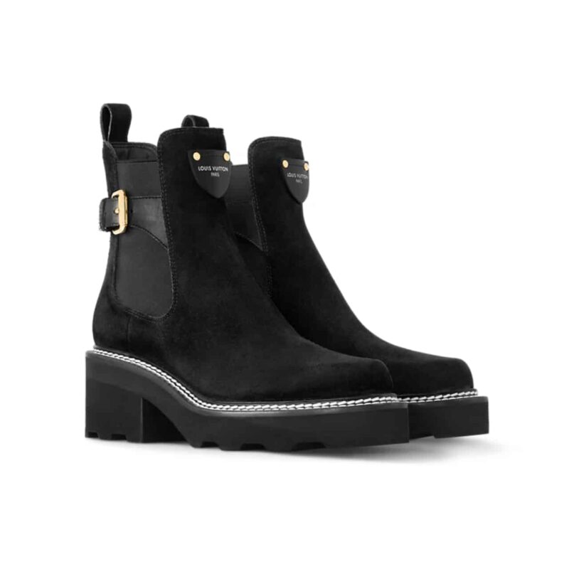 LOUIS VUITTON LV BEAUBOURG ANKLE BOOT SUEDE IN BLACK 1ACKCJ