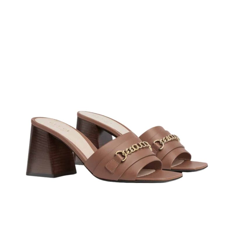 GUCCI SIGNORIA SLIDE SANDAL IN BROWN 786595 AABOC 2176
