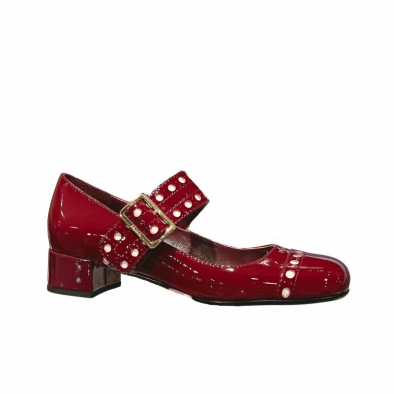 PRADA PATENT LEATHER MARY JANE PUMPS RED