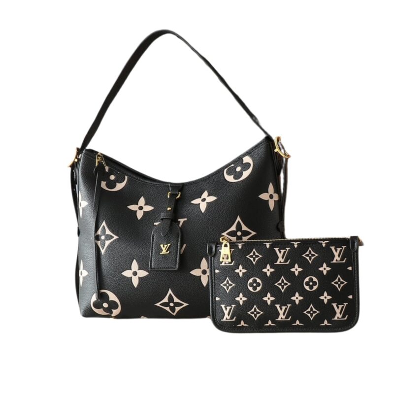 LOUIS VUITTON CARRYALL PM BICOLOR MONOGRAM EMPREINTE BLACK