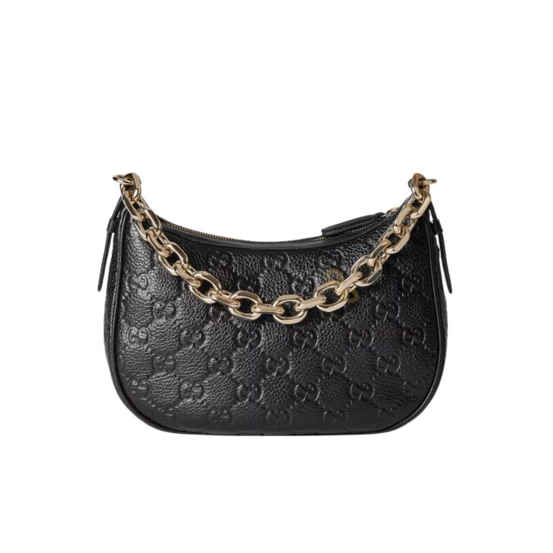 GUCCI GG EMBLEM SMALL SHOULDER BAG BLACK 23CM 815409 AAEEM 1000
