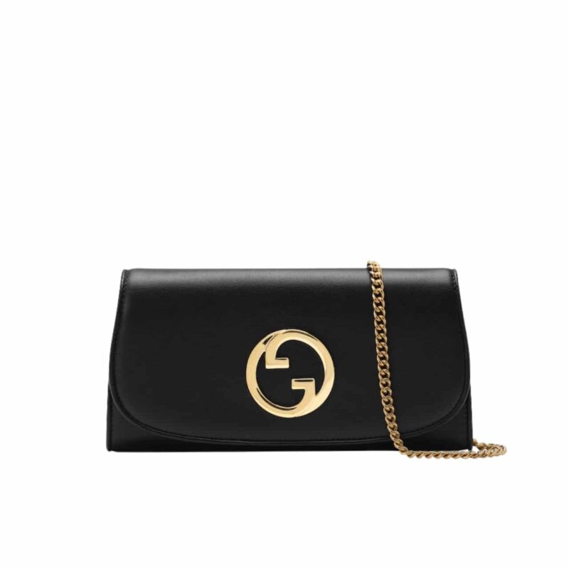GUCCI BLONDIE CONTINENTAL CHAIN WALLET BLACK 21CM ‎725215 UXX0G 1000