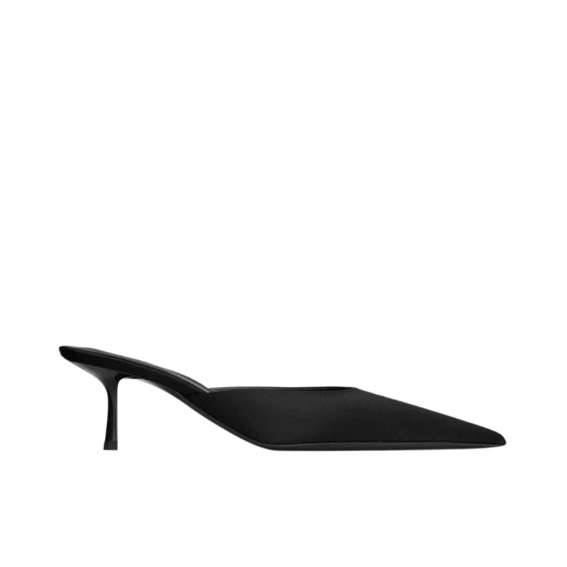 SAINT LAURENT BARBARA MULES SATIN IN BLACK 7869079QN001000