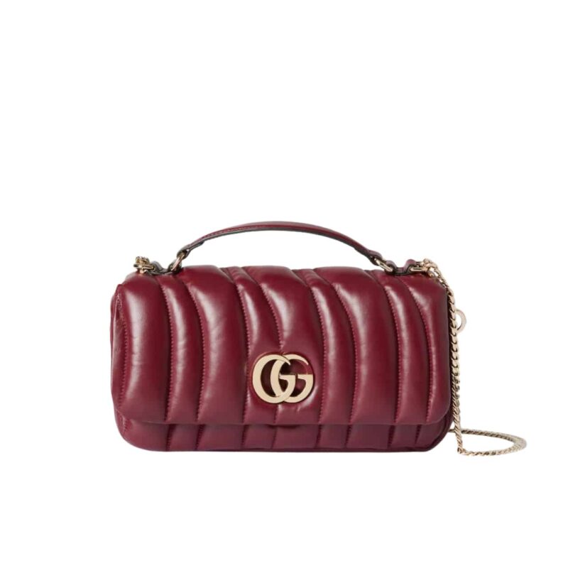 GUCCI GG MILANO MINI TOP HANDLE BAG RED PUFFY QUILTED LEATHER 21CM ‎806016 AAD71 6207