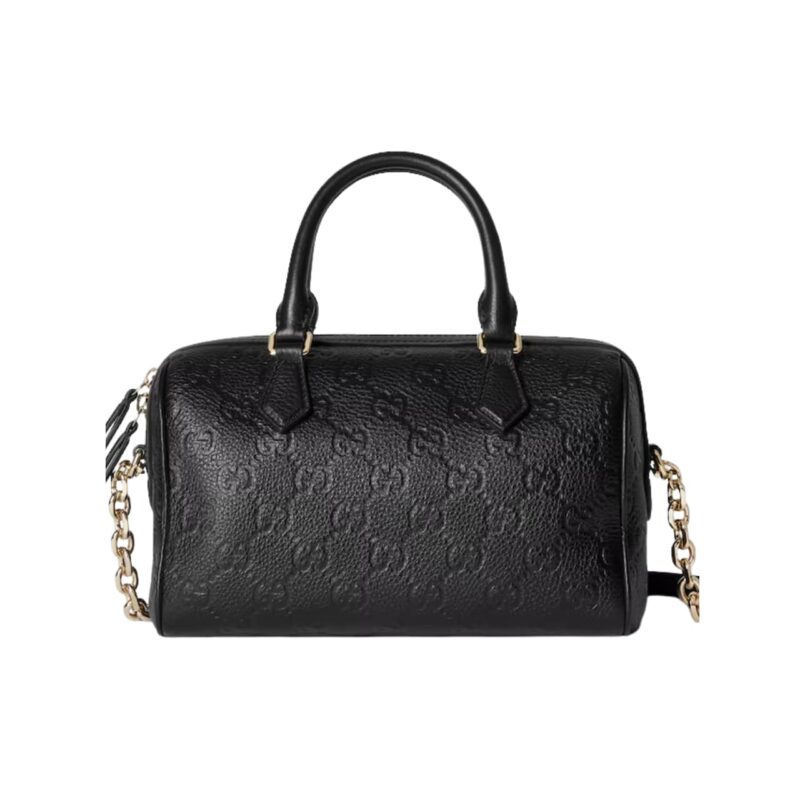 GUCCI GG EMBLEM SMALL TOP HANDLE BAG GG GRAINY LEATHER 26CM 815255 AAEEM 1000