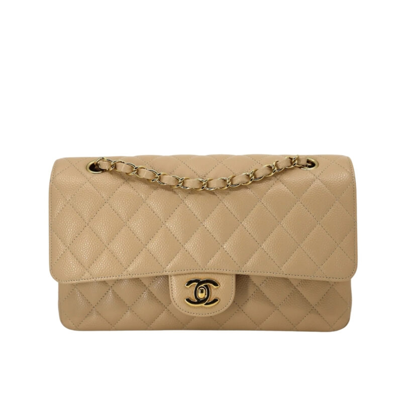 Chanel Medium Classic Double Flap Bag Beige 25Cm A01113 Y04059 NZG77