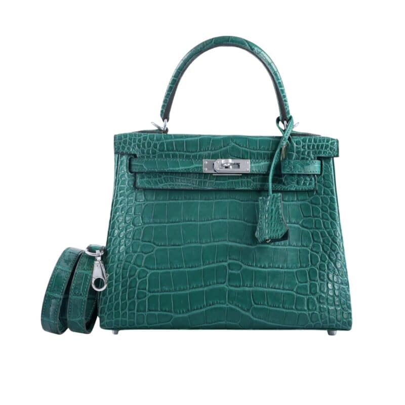 HERMÈS KELLY 25 ALLIGATOR VERT EMERALD 25CM