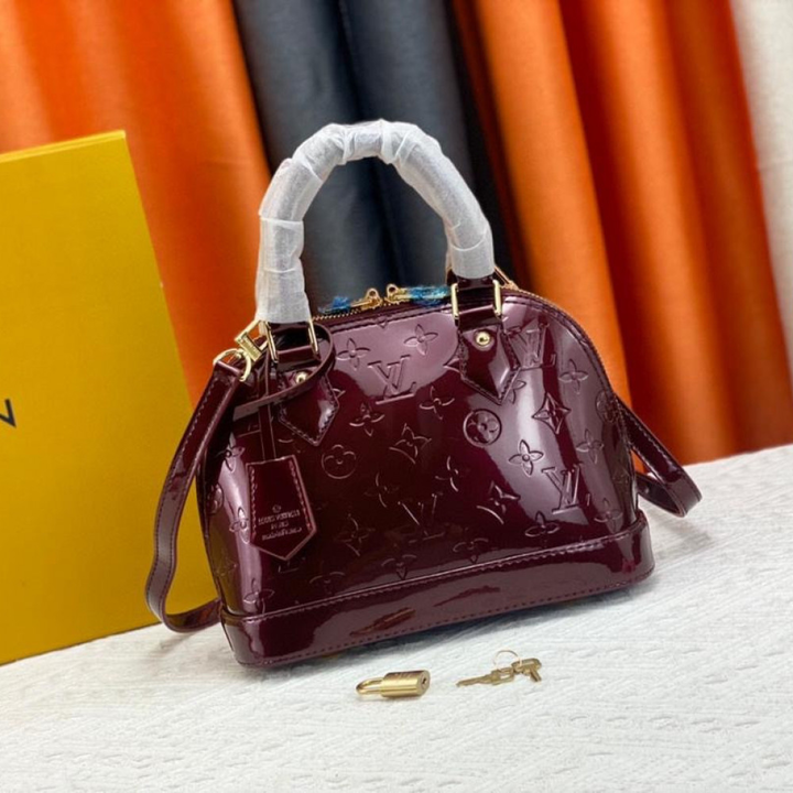 Alternative view of LOUIS VUITTON ALMA BB MONOGRAM VERNIS LEATHER DARK RED 23CM