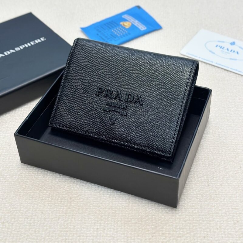 Alternative view of PRADA BII FOLD SAFFIANO LEATHER WALLET BLACK 11CM