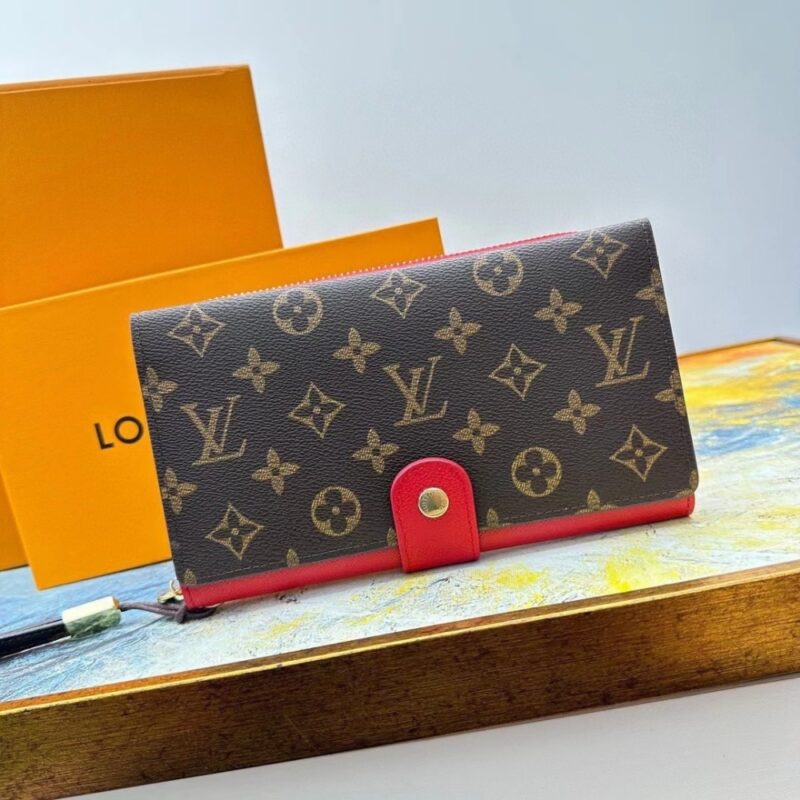 Alternative view of LOUIS VUITTON HORIZONTAL WALLET MONOGRAM BROWN AND RED 20CM
