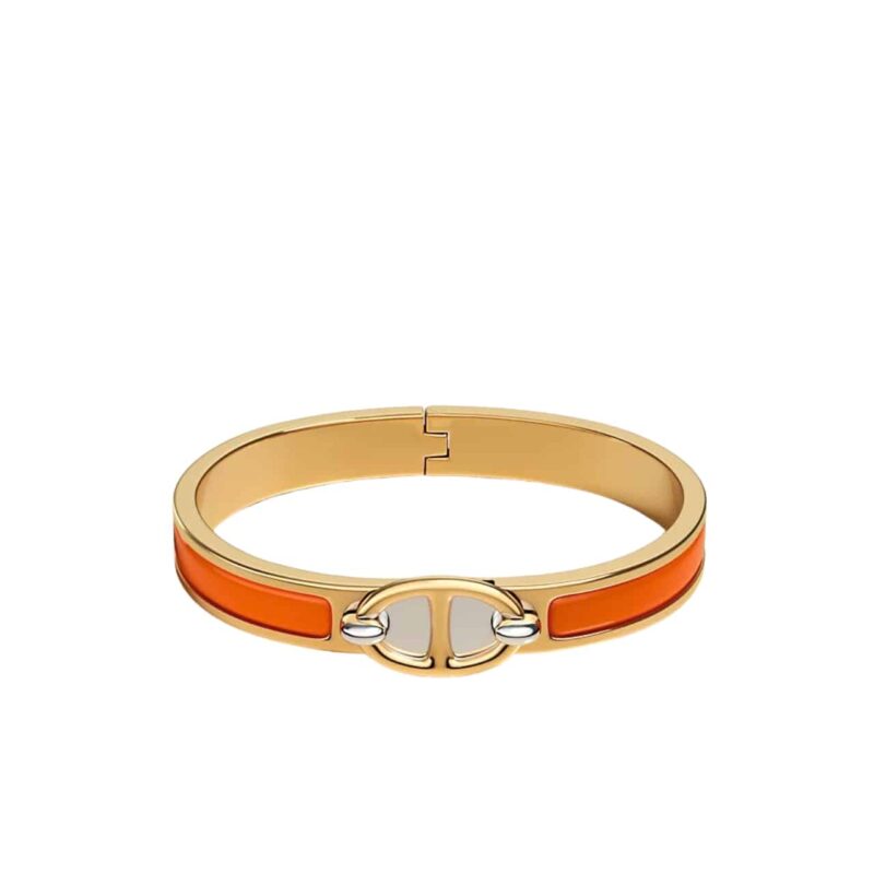 HERMES MINI CLIC CHAINE D'ANCRE BRACELET GOLD TONE WITH ORANGE H209000FV8APM