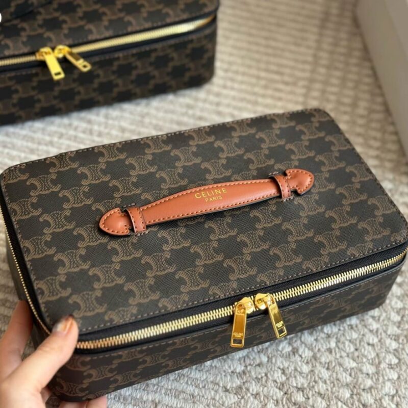 Alternative view of CELINE MEDIUM TOILETRY CASE IN TRIOMPHE CANVAS AND TOP HANDLE BAG 28CM