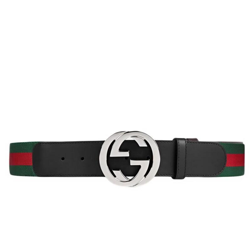 GUCCI INTERLOCKING MEN BELT BLACK 411924 H917N 1060