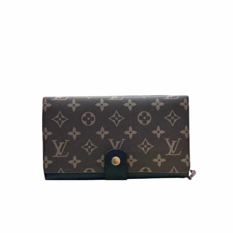 LOUIS VUITTON HORIZONTAL WALLET MONOGRAM BROWN AND BLACK 20CM