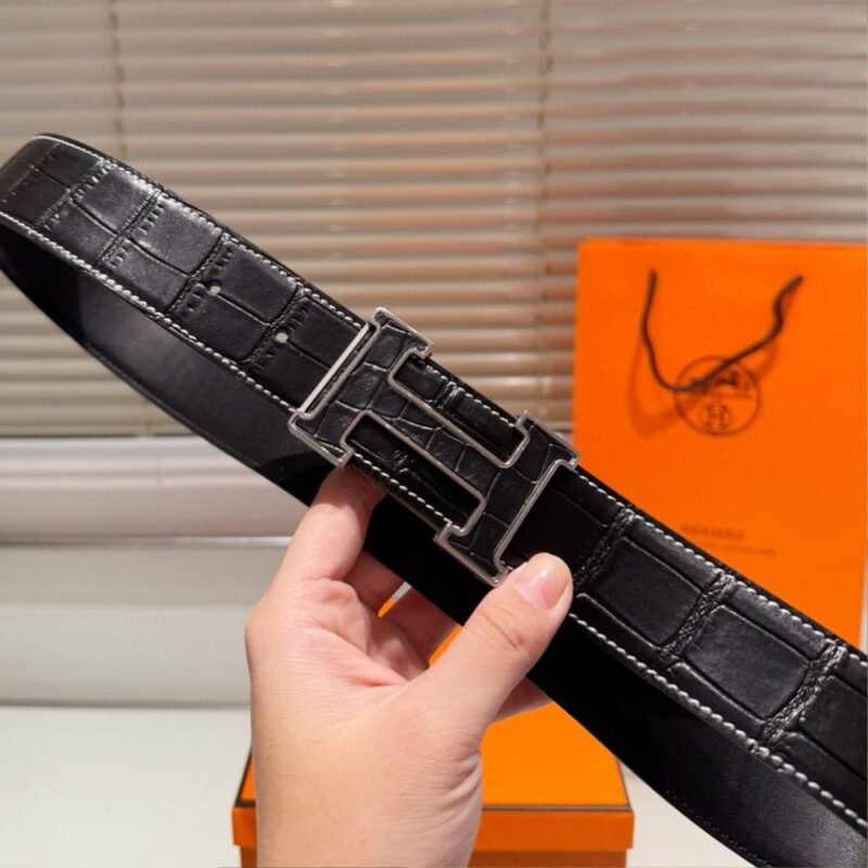 Alternative view of HERMES CROCODILE LEATHER BELT TLN0112S