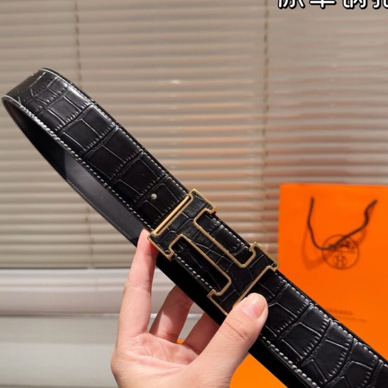 Alternative view of HERMES CROCODILE LEATHER BELT TLN0112S
