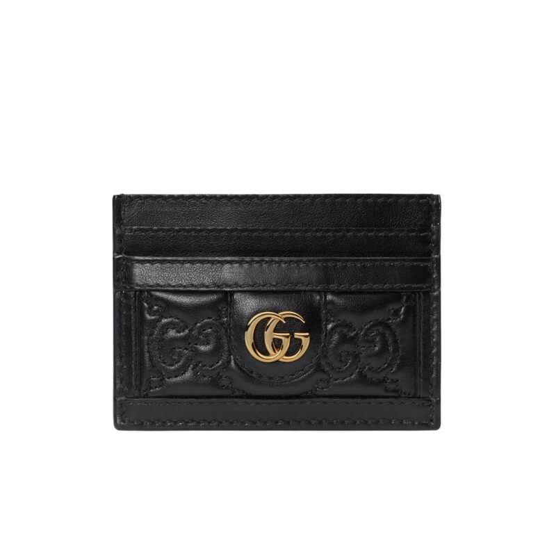 GUCCI GG MATELASSÉ CARD CASE BLACK 10CM 723790 UM8IG 1000